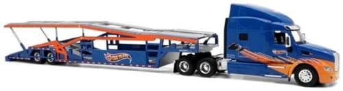 Iconic Replicas 640527 Peterbilt 579 w/Car Carrier Blue, 1:64 Scale