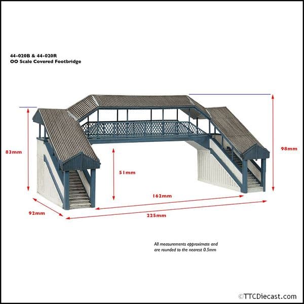 Bachmann 44-020B Covered Metal Footbridge Blue and Cream - OO Gauge