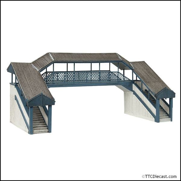 Bachmann 44-020B Covered Metal Footbridge Blue and Cream - OO Gauge