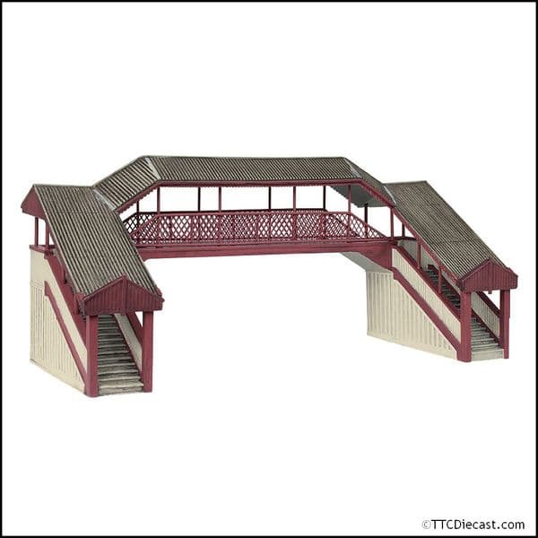 Bachmann 44-020R Covered Metal Footbridge Red and Cream - OO Gauge
