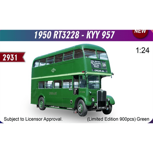 Sunstar H2931 AEC Regent III - RT3228 - KYY 957 1950 Greenline RT 1/24, PRE ORDER NOW £219.99