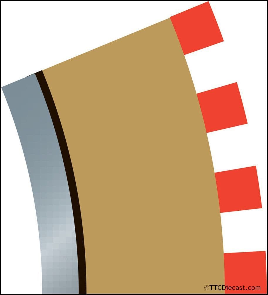 Scalextric Radius 2 45-Degree Curve Track Pieces - Set Of 4 With Tan Inner Borders (C8225)