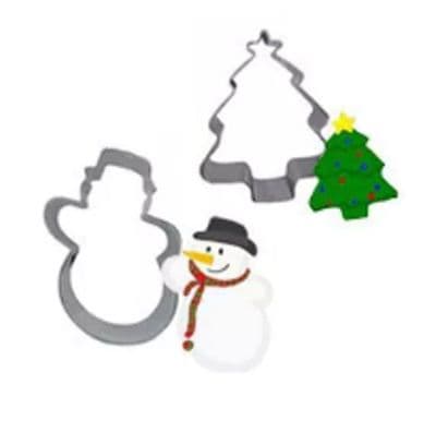 2 x Christmas Cookie Cutters -Tree & Snowman