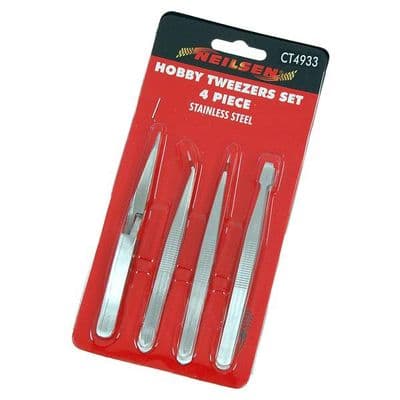 4 Pce Hobby Tweezer Set