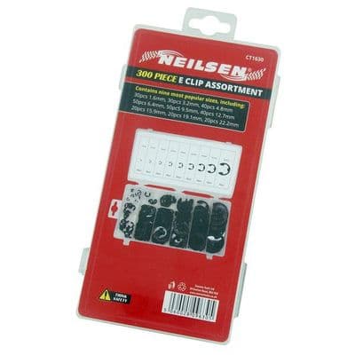 E Clip Assortment - 300 Pc E Type Circlip external retaining snap on clips