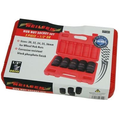 Impact Socket Set for Wheel Hub Nuts 30 32 34 35 36 mm