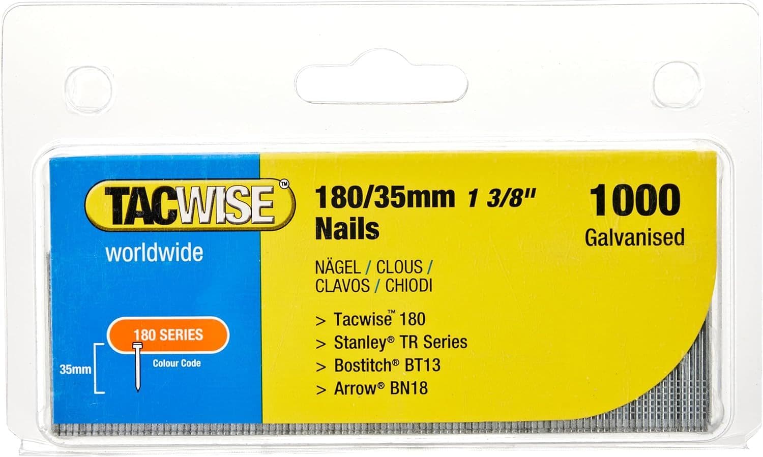 180/35mm Galvanised Nails, 1000 Pack - Tacwise Plc