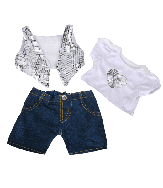 Silver Sequined Top and Jeans