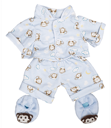 Soft Blue Monkey Pyjamas with slippers - 8"