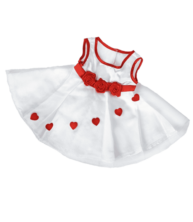 White Hearts and Roses Satin Dress