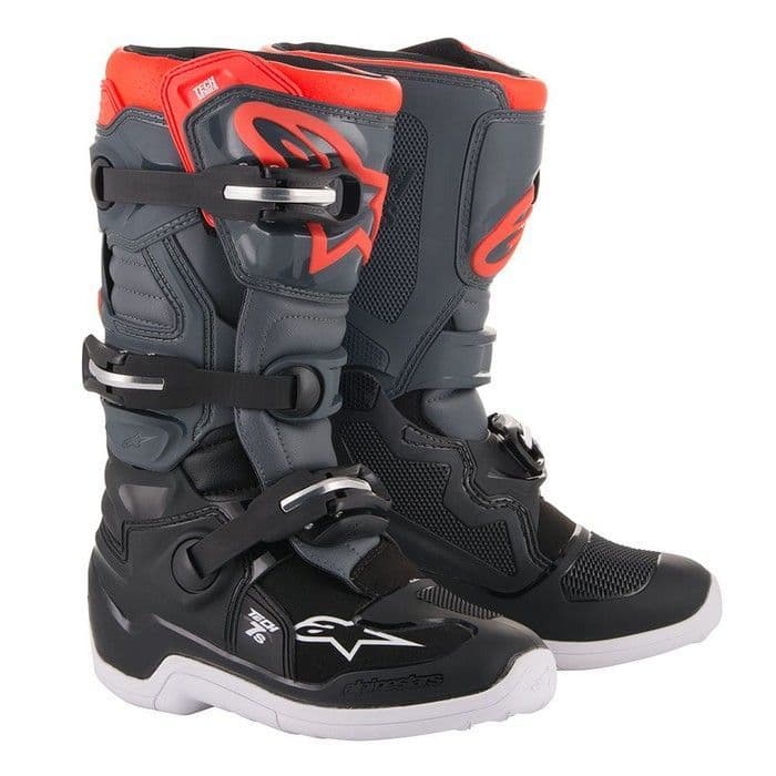 Alpinestars Tech 7s Youth Black Dark Grey Red Flo