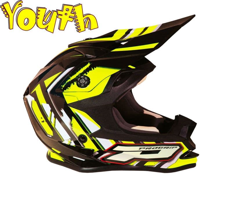 Progrip 3009 YOUTH Helmet Flo Yellow Black