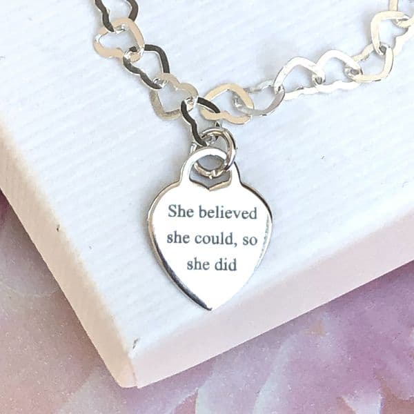 'She believed she could so she did' gift bracelet - FREE ENGRAVING