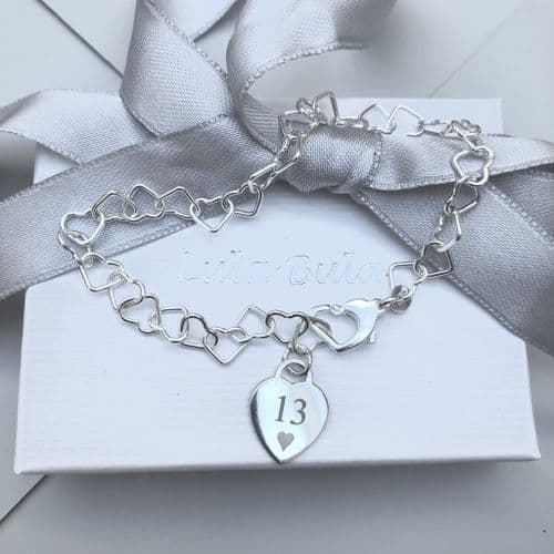 13th birthday gift charm bracelet - FREE ENGRAVING