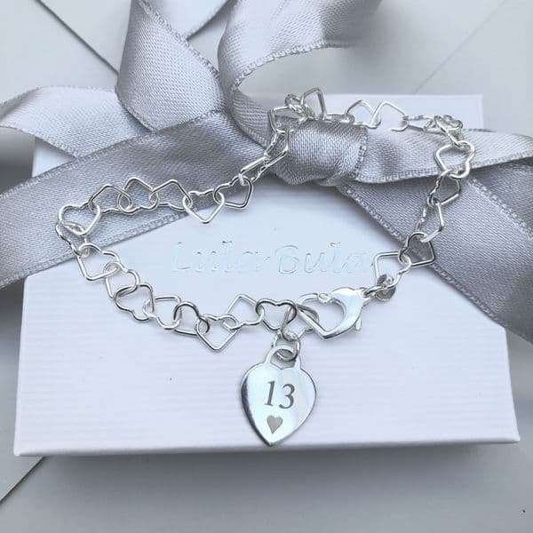 13th birthday gift charm bracelet - FREE ENGRAVING