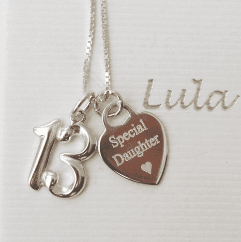 13th birthday silver jewellery gift for a daughter - FREE ENGRAVING