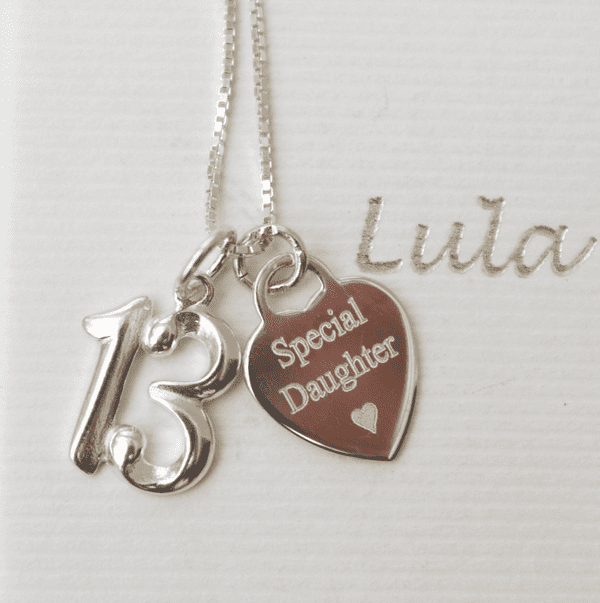 13th birthday silver jewellery gift for a daughter - FREE ENGRAVING