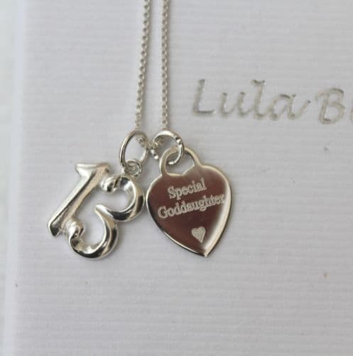 13th birthday silver jewellery gift for a Goddaughter - FREE ENGRAVING