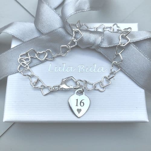 16th birthday gift charm bracelet - FREE ENGRAVING