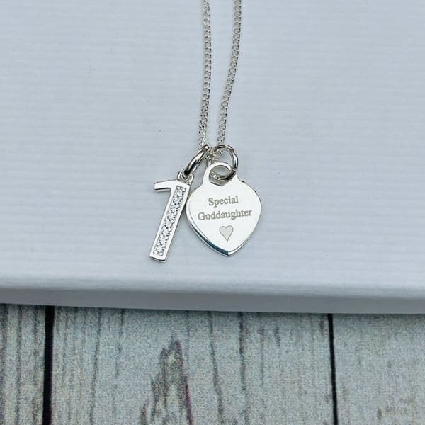 1st birthday silver jewellery gift for a Goddaughter - FREE ENGRAVING