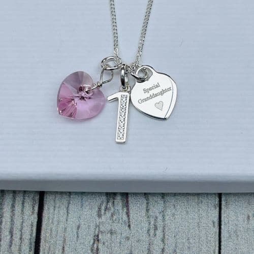 1st birthday silver jewellery gift for a granddaughter - FREE ENGRAVING