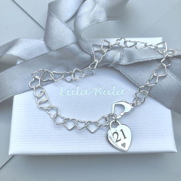 21st birthday gift charm bracelet - FREE ENGRAVING