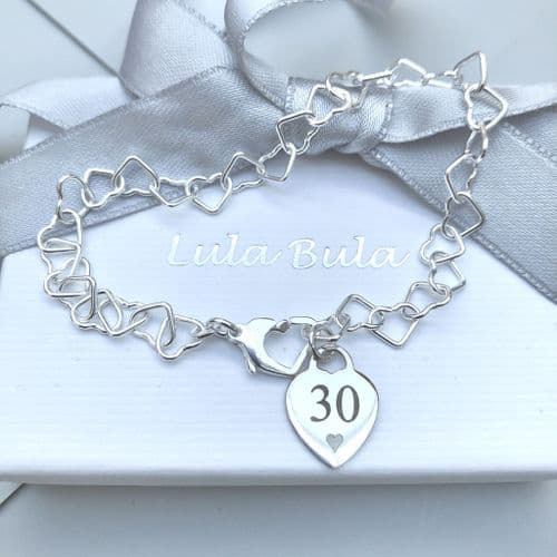 30th birthday gift charm bracelet - FREE ENGRAVING