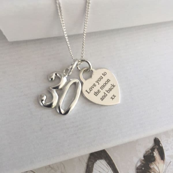 30th Birthday jewellery gift necklace - FREE ENGRAVING