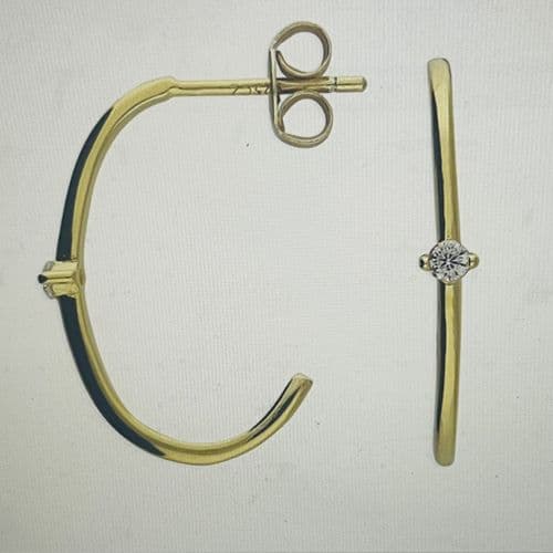 9ct gold plated hoop earrings with cz