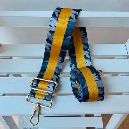 Camouflage & colour stripe bag strap
