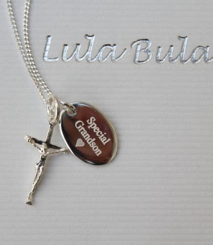 Christening crucifix gift - FREE ENGRAVING