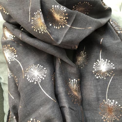 Dandelion rose gold foil print scarf - various colours