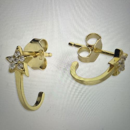 Delicate shooting star hoop earrings - 9ct gold plated