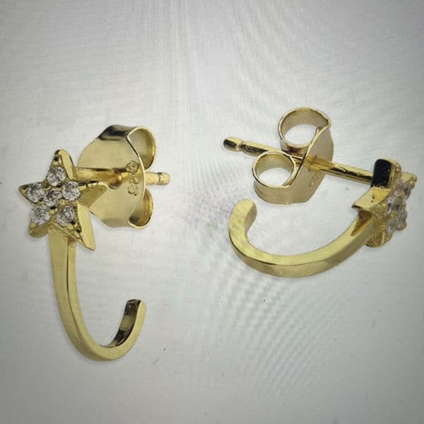 Delicate shooting star hoop earrings - 9ct gold plated