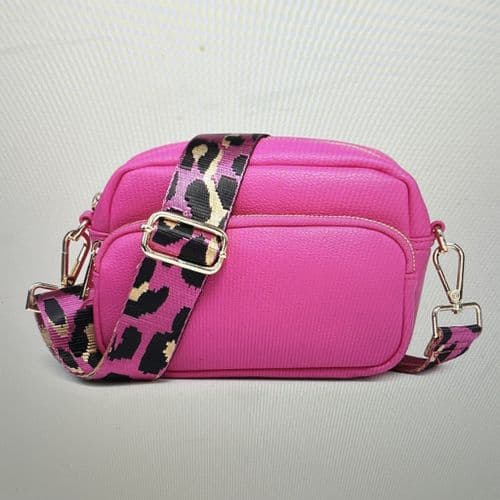 Faux leather dual compartment bag & strap - various colours
