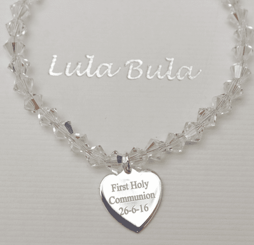 First Holy Communion gift crystal bracelet - FREE ENGRAVING