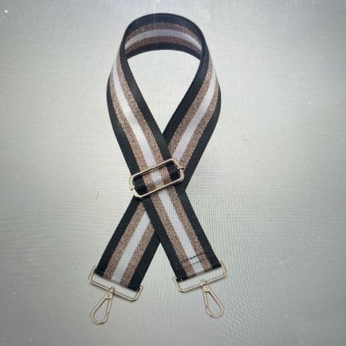 Gold plated stripe bag strap - various colours - 5cm