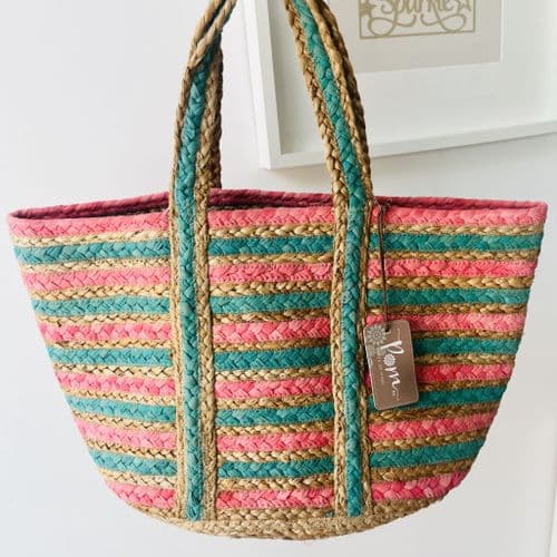 Gorgeous POM jute beach bag