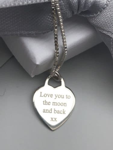 Love you to the moon and back - silver necklace gift - FREE ENGRAVING