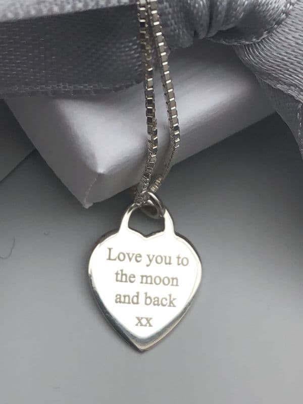 Love you to the moon and back - silver necklace gift - FREE ENGRAVING