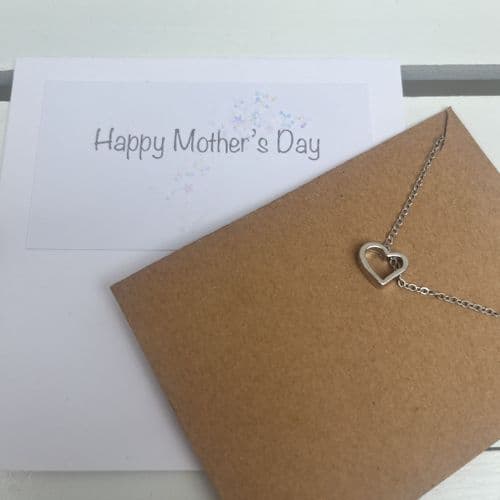 Mother's day heart necklace & card