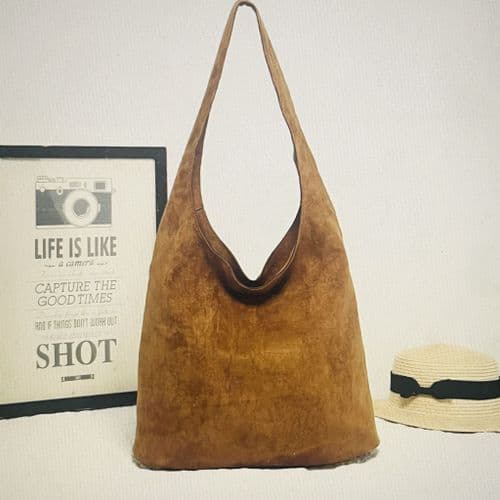 Pre Order - Faux suede slouchy shouder bag
