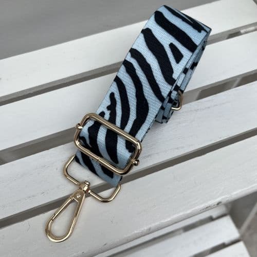 SALE: blue zebra print bag strap