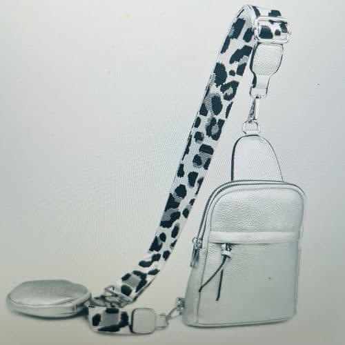 SALE: Crossbody bag with patterned bag strap & purse - various colours