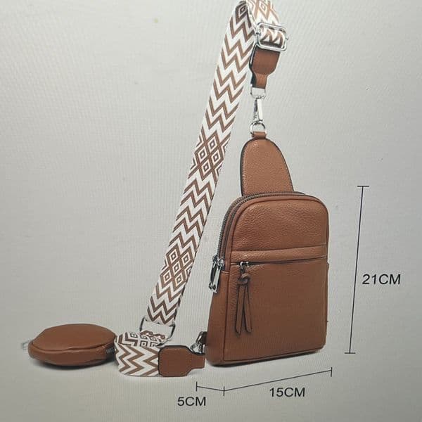 SALE: Crossbody  bag with patterned bag strap & purse - various colours