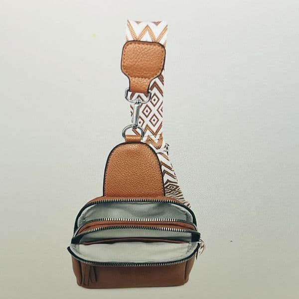 SALE: Crossbody  bag with patterned bag strap & purse - various colours