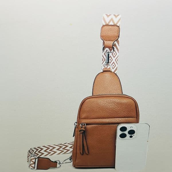SALE: Crossbody  bag with patterned bag strap & purse - various colours