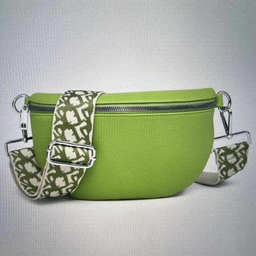 SALE: Crossbody belt bag with patterned bag strap- various colours