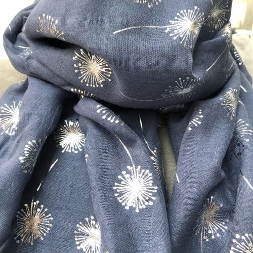SALE: Dandelion silver foil print scarf