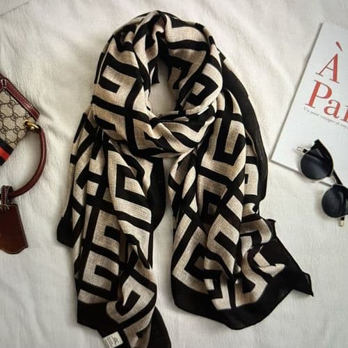 SALE: Designer inspired geometric print scarf - various colours